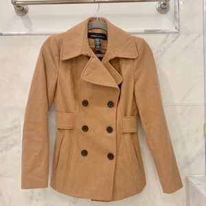 Camel Double Breasted Peacoat